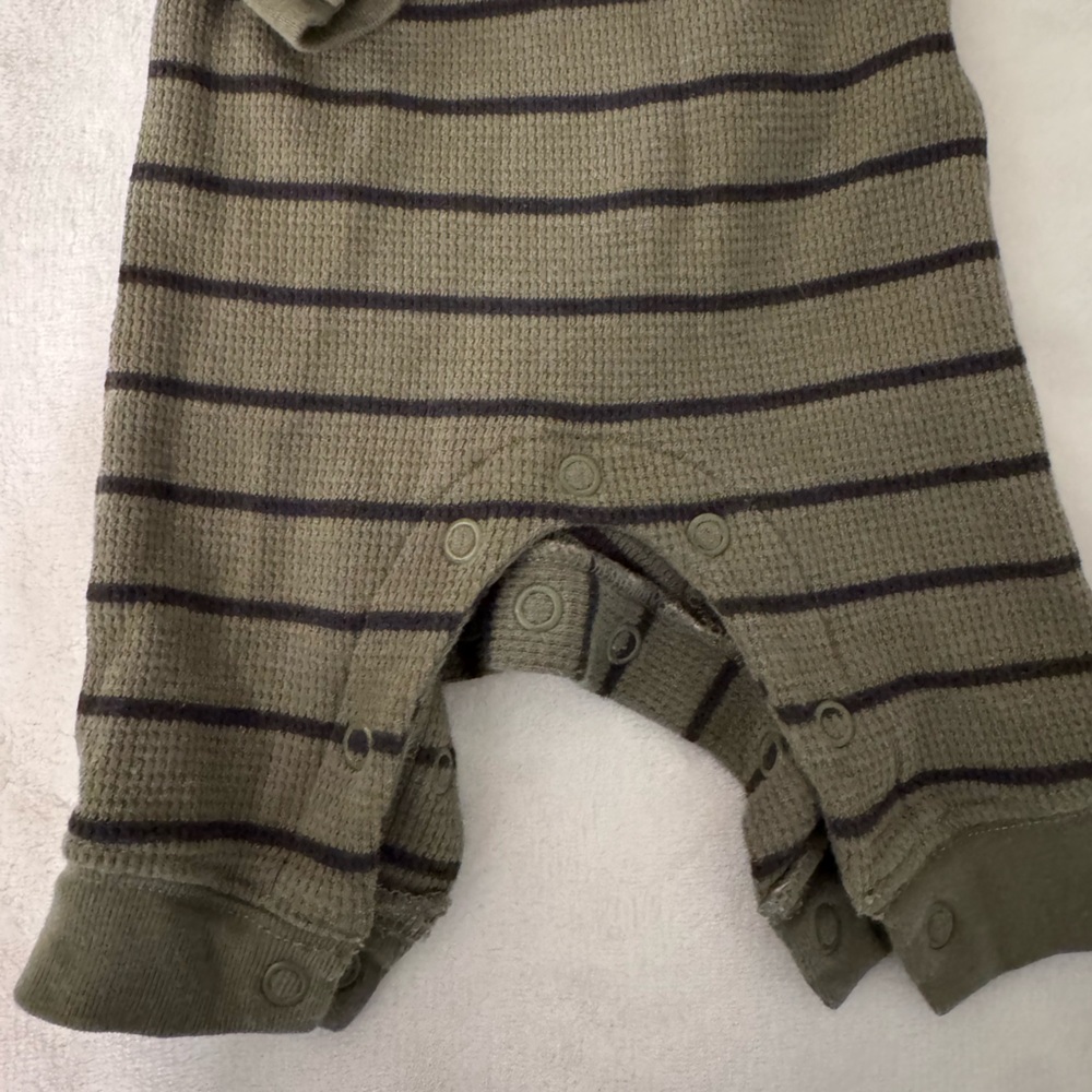 Carter's Green Striped Knit Jumpsuit-NB - Picture 2 of 3